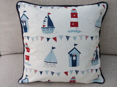 Maritime Print Cushion Cover With Piped Edging